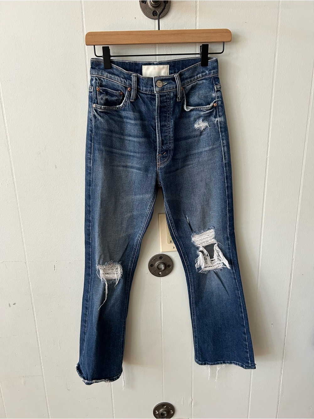 MOTHER Distressed Dark Blue Jeans